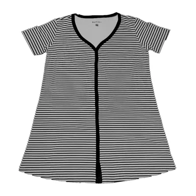Camisola Manga Curta Basic+ K226 Poliéster e Viscose Listrada Preta - Basic+