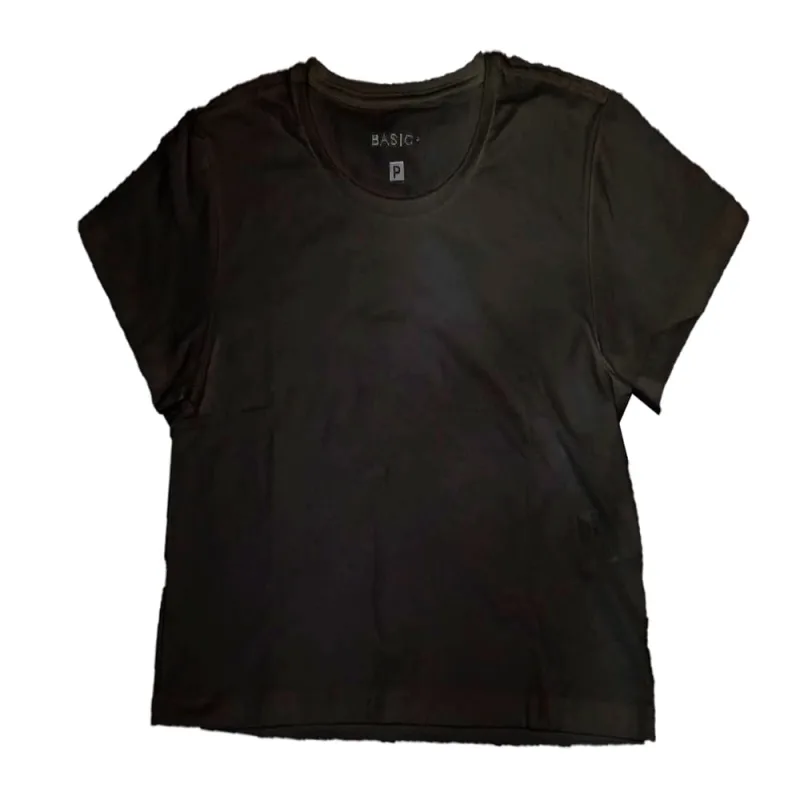 Blusa Cropped Manga Curta Feminina Basic+ Algodão Preto - Basic+