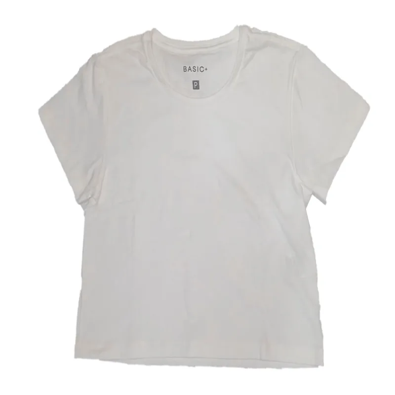 Blusa Cropped Manga Curta Basic+ Algodão Off White GG - Basic+