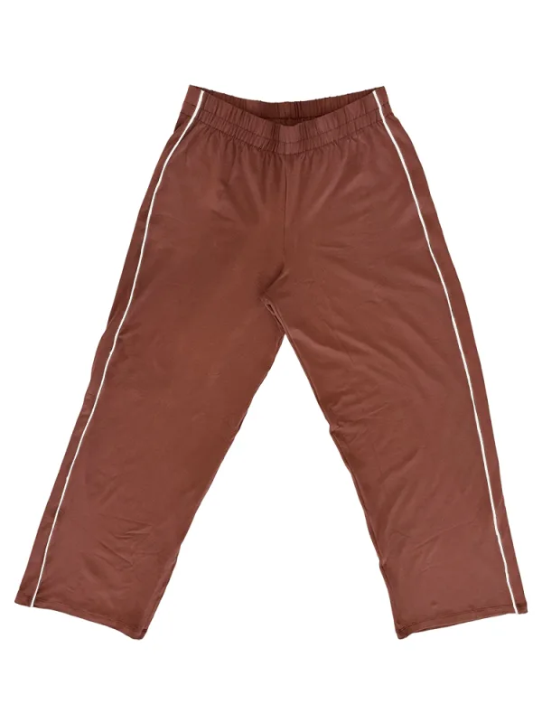 Calça Reta com Vivo Lateral Basic+ Viscose Marrom - Basic+ - Moda