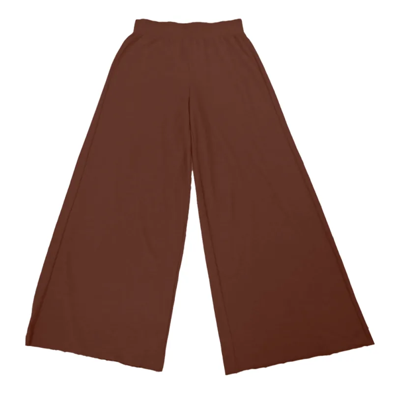 Calça Pantalona Feminina Basic+ New Ruga Algodão e Poliéster Marrom - Basic+ - Moda