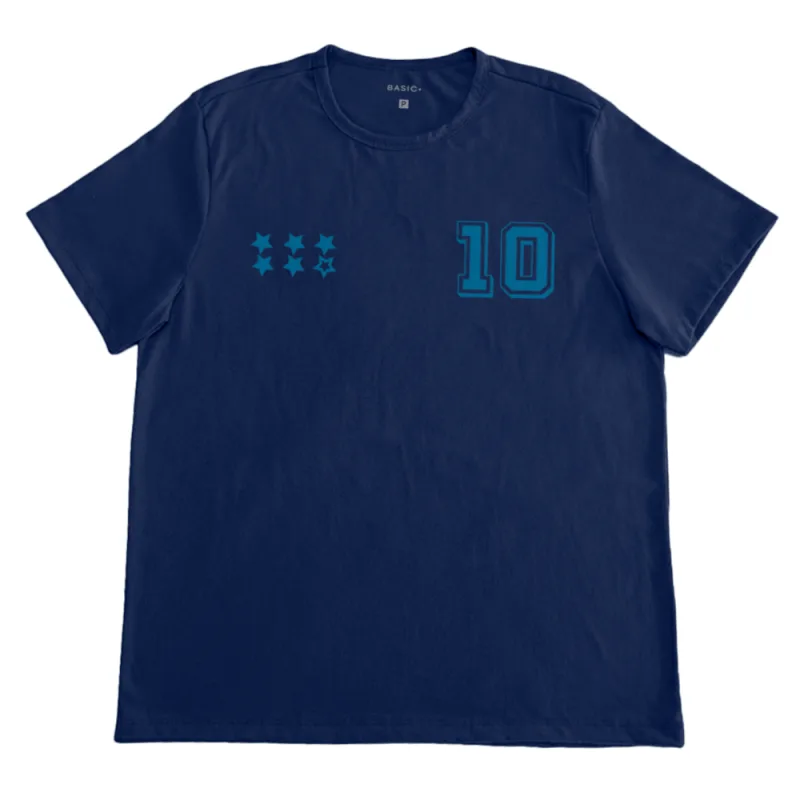 Camiseta Masculina Basic+ Copa N10 Algodão e Poliéster Azul Marinho GG - Basic+