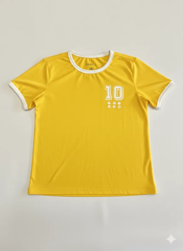 Blusa Feminina Basic+ Copa N10 Algodão e Poliéster Amarela - Basic+