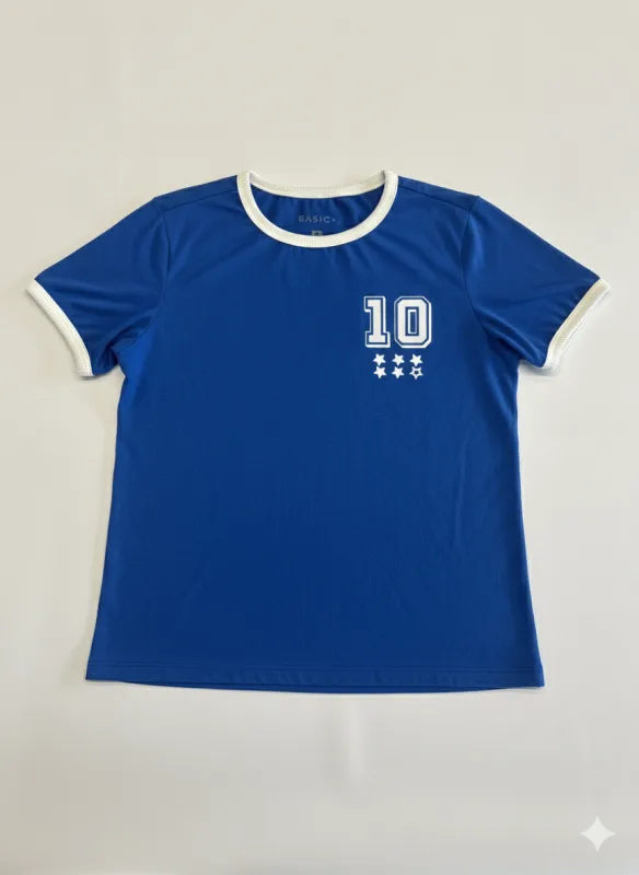 Blusa Feminina Copa N10 Basic+ Algodão e Poliéster Azul - Basic+