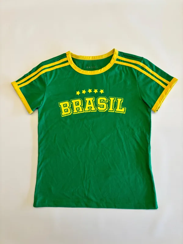 Blusa Brasil Tiras Feminina Basic+ Verde GG - Basic+ - Moda