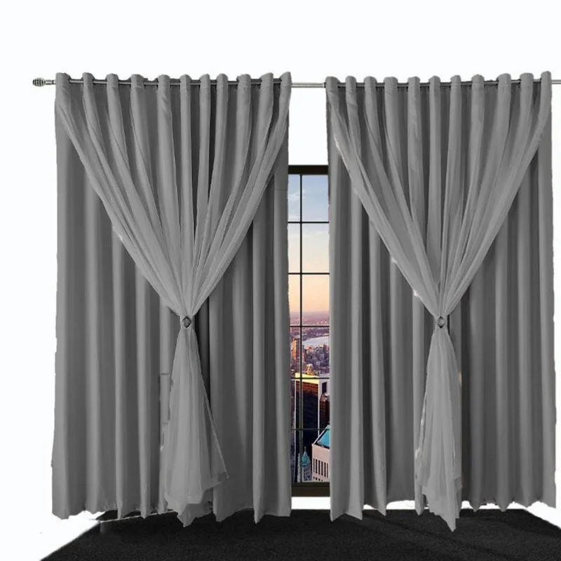 Cortina Blackout Bia Corta Luz 2,00 X 1,80 Quarto Cinza