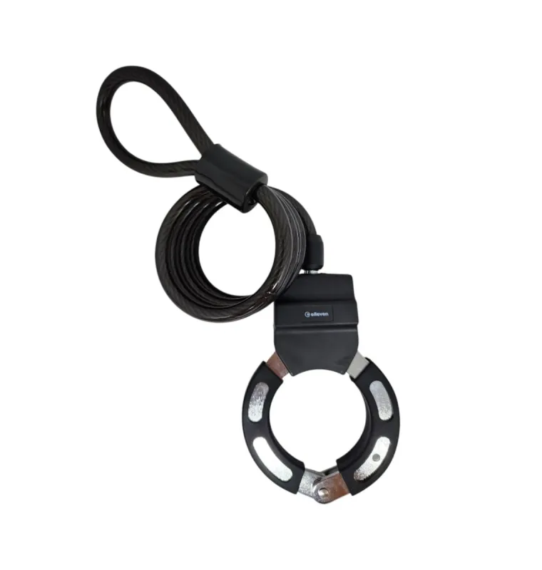 CADEADO BIKE ESPIRAL ALGEMA COM CHAVE 8MM X 1000MM PRETO - Elleven