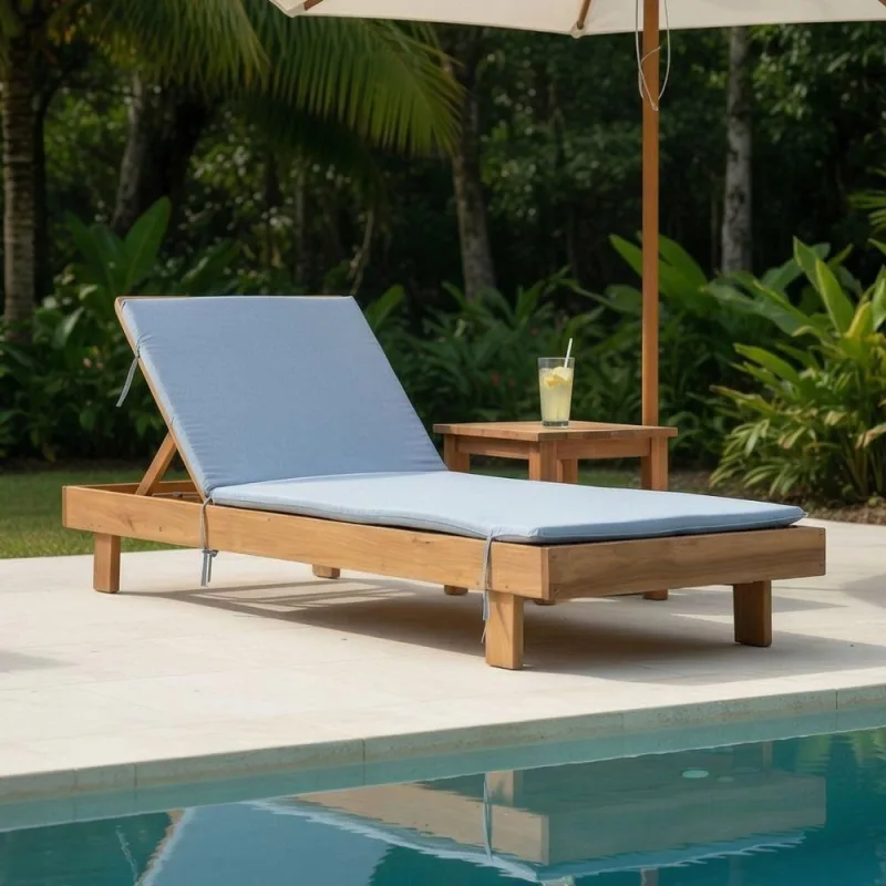 Conjunto de Piscina Espreguiçadeira Maju com Colchonete Waterblock Azul Claro Dkadidecor 135KG - OUTRAS - Móveis