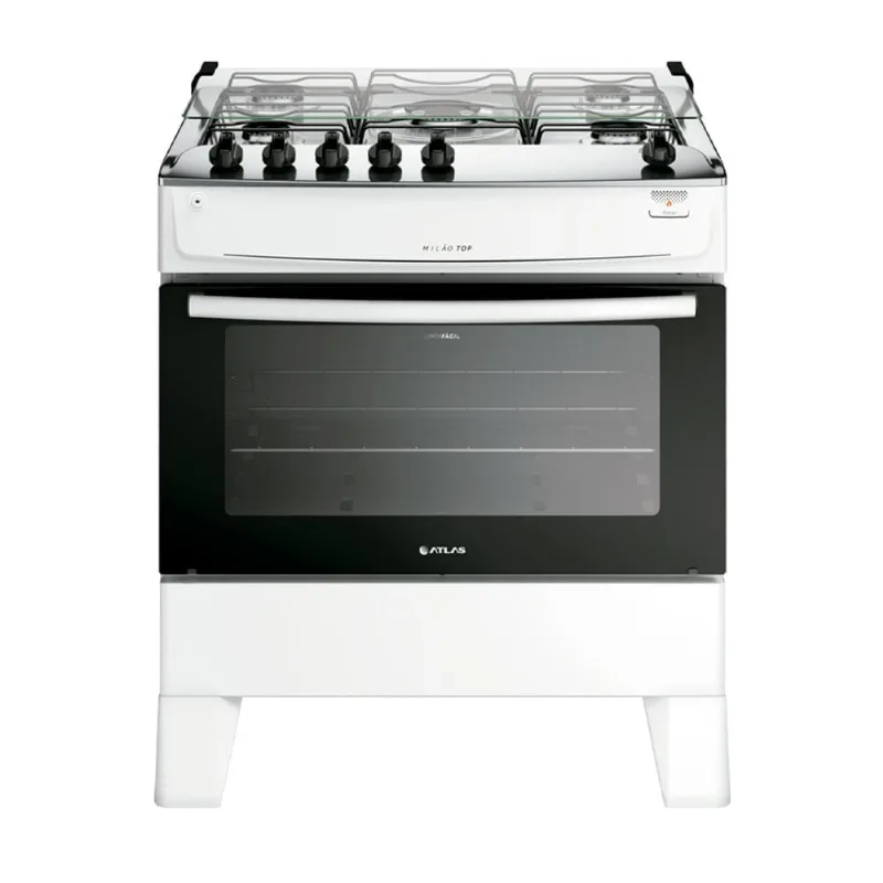 Fogão 5 Bocas Atlas Milão Top com Mesa de Inox Bivolt Branco 300001774