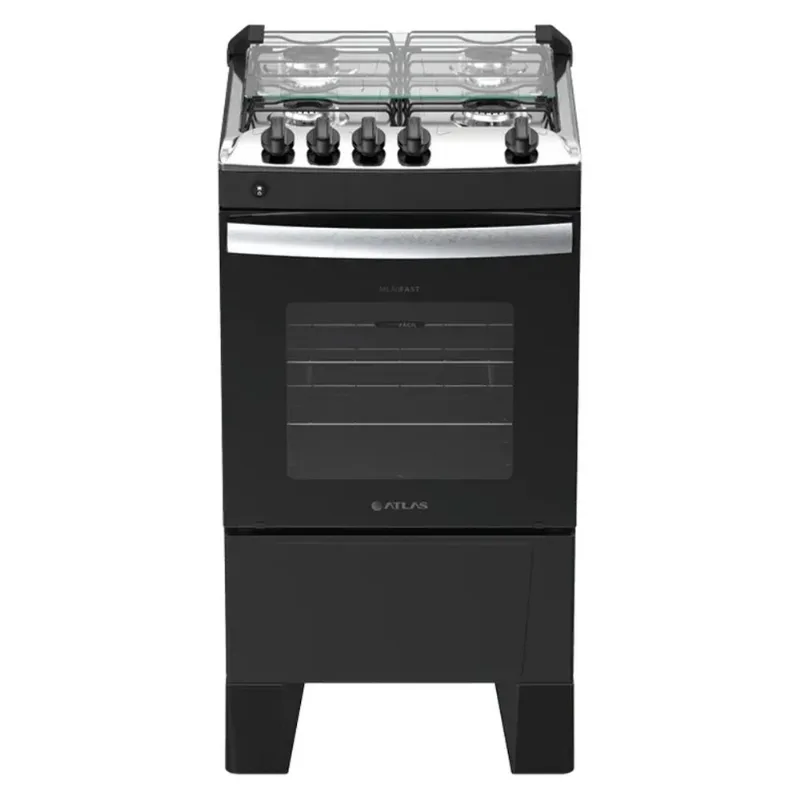 Fogão 4 Bocas Atlas Milão Fast Glass Preto 300002207