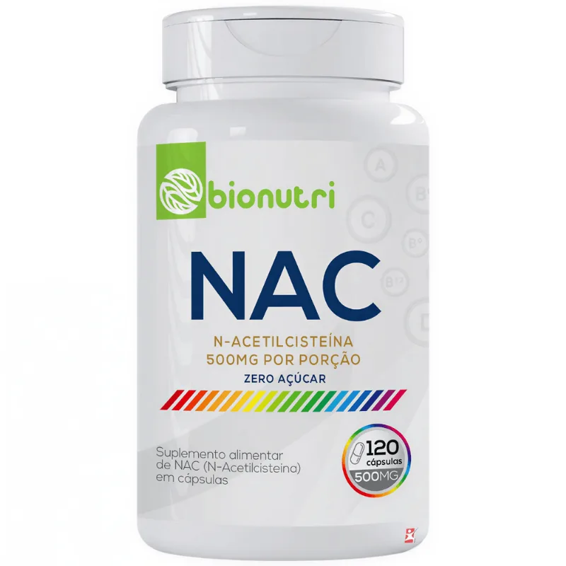 NAC ACETILCISTEINA N-ACETIL L-CISTEÍNA 500MG NA PORÇÃO 120 CÁPSULAS - BIONUTRI - Bionutri