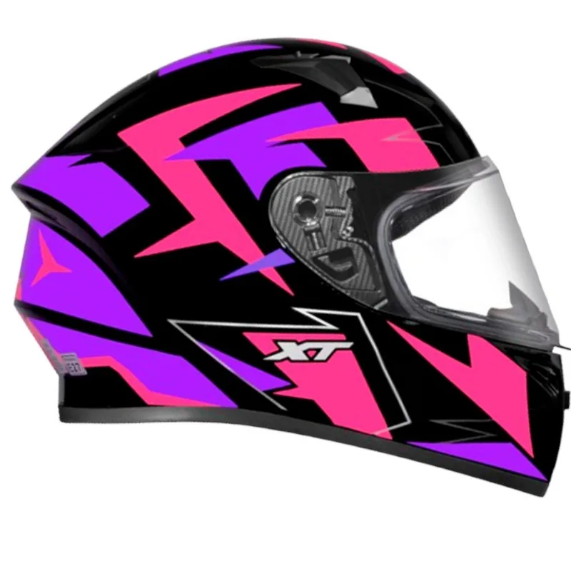Capacete EBF Xtroy FF 526 Crush Preto Brilhoso Rosa E Roxo 60 (MP)