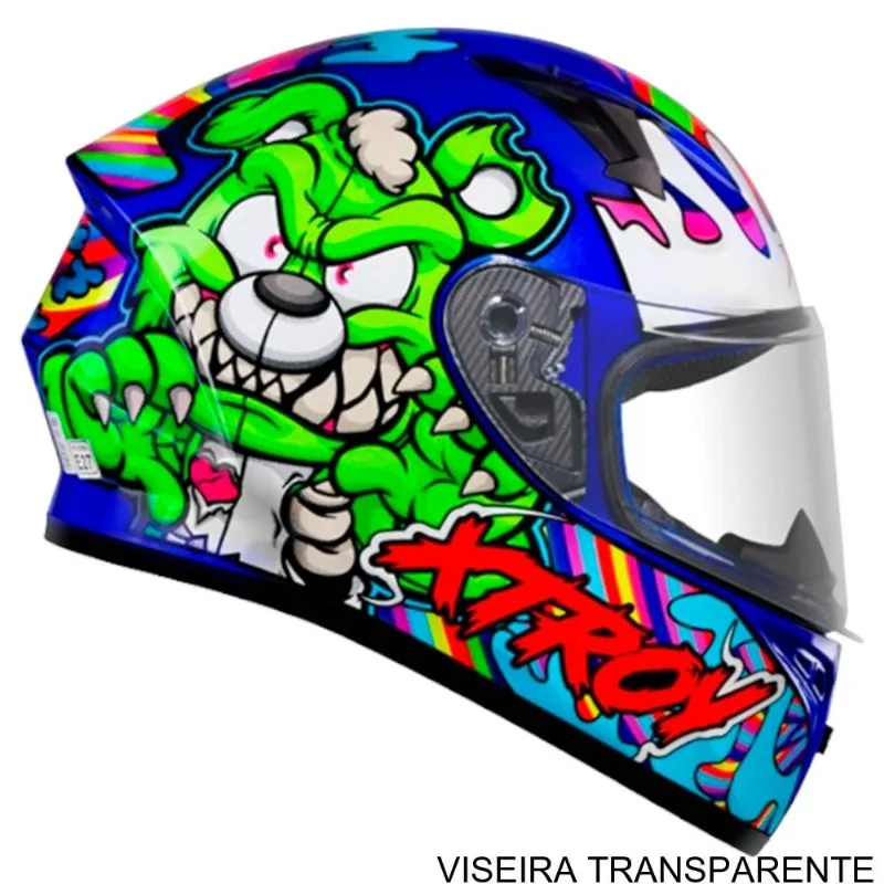 Capacete EBF Xtroy FF 526 Ted Azul E Verde 58 (MP)