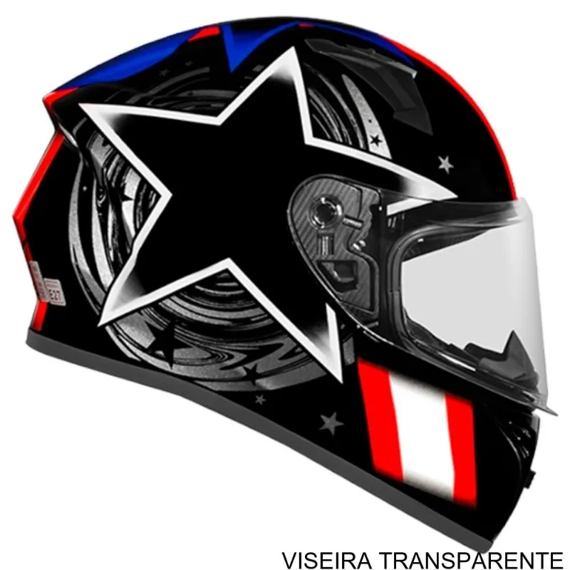 Capacete EBF Xtroy FF 526 Cosmic Preto E Branco 58 (MP)