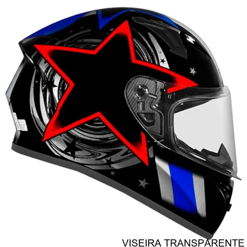 Capacete EBF Xtroy FF 526 Cosmic Preto E Vermelho 60 (MP)