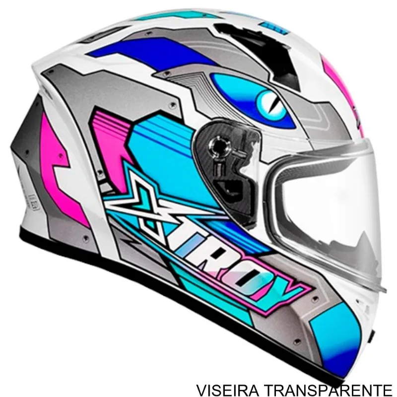 Capacete EBF Xtroy FF 526 Thanos Branco E Azul 58 (MP)