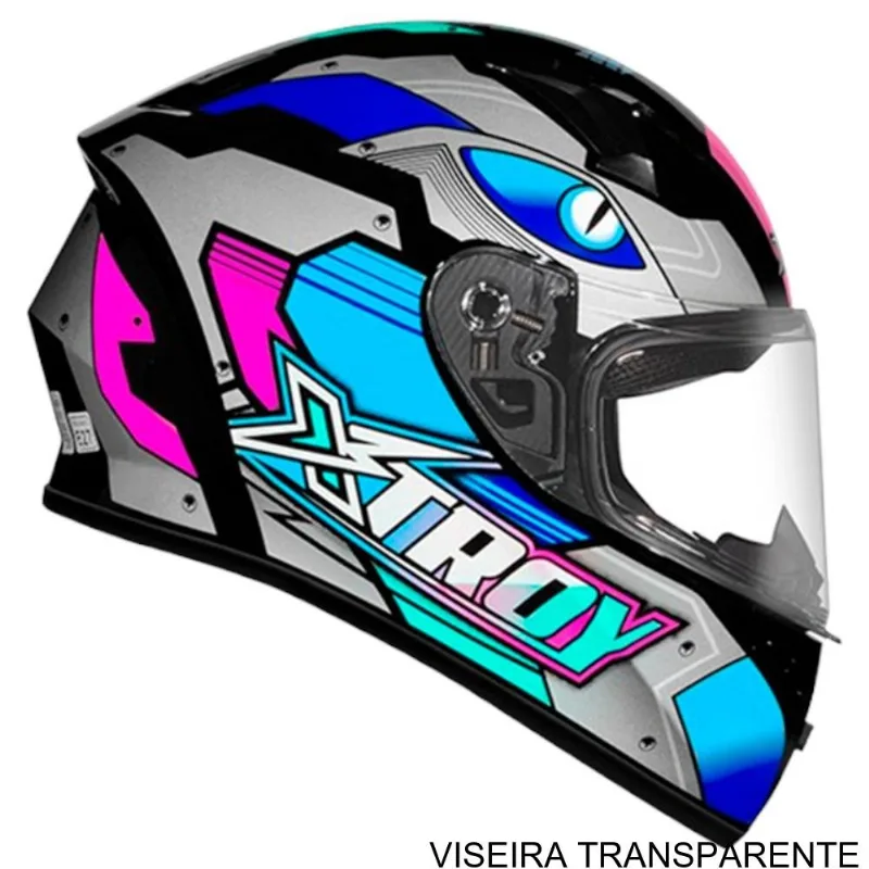 Capacete EBF Xtroy FF 526 Thanos Preto E Azul 60 (MP)