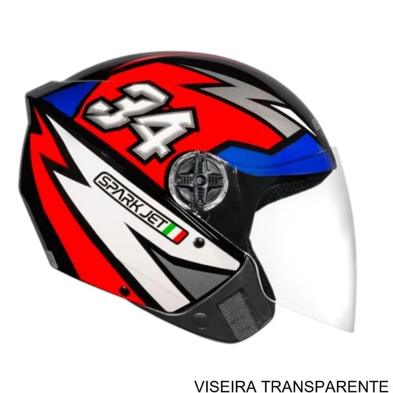 Capacete EBF Spark Jet 34 Preto E Vermelho 58 (MP)