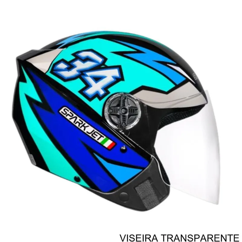 Capacete EBF Spark Jet 34 Preto E Tifany 58 (MP)