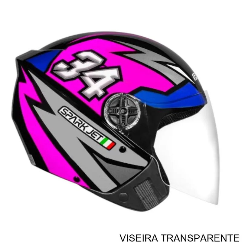 Capacete EBF Spark Jet 34 Preto E Rosa 60 (MP)