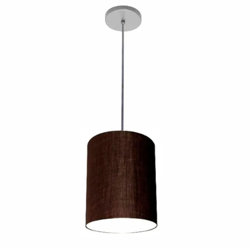 Luminária Pendente Free Lux Md-4102 Cilíndrica com Cúpula em Tecido Café Vivare Brasil Iluminação - Vivare Brasil Iluminação - Casa E Construção