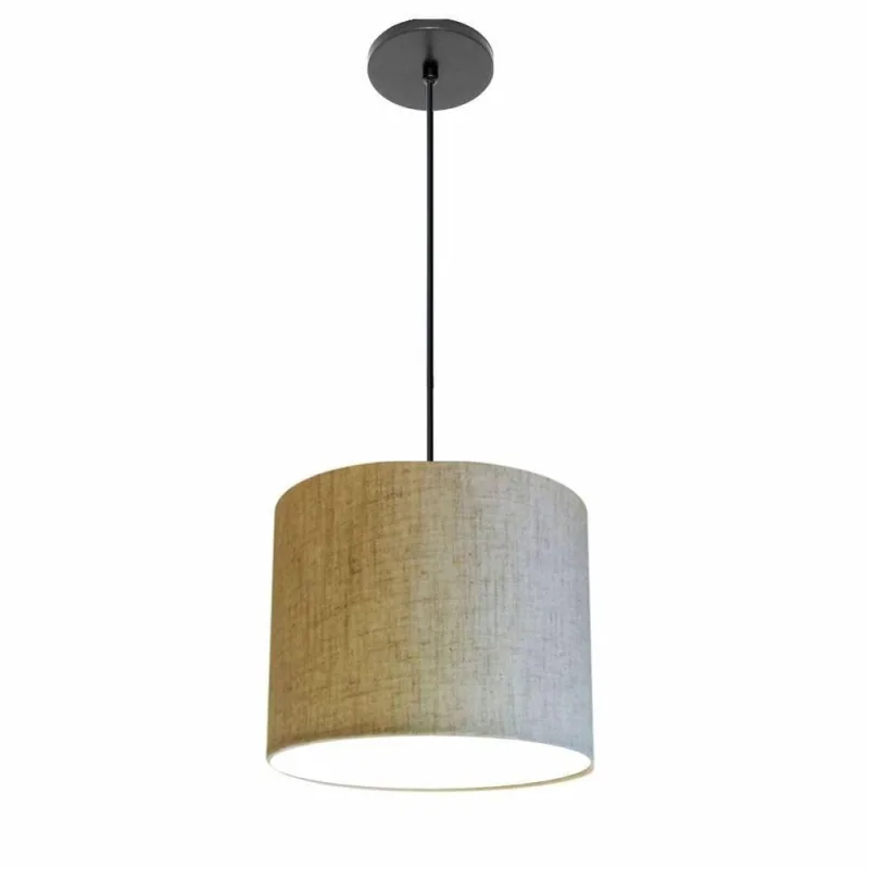 Lustre Pendente Free Lux PE-4107PR Cúpula em Tecido 25X20CM rústico-bege Vivare Brasil Iluminação - Vivare Brasil Iluminação - Casa E Construção