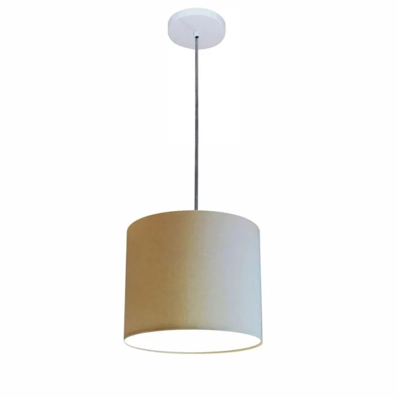 Luminária Pendente Free Lux Md-4106 com Cúpula em Tecido Algodão-crú Branco Vivare Brasil Iluminação - Vivare Brasil Iluminação - Casa E Construção