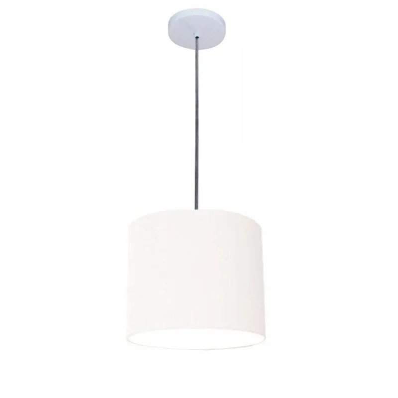Luminária Pendente Free Lux Md-4106 com Cúpula em Tecido, Canopla Branca Vivare Brasil Iluminação - Vivare Brasil Iluminação - Casa E Construção