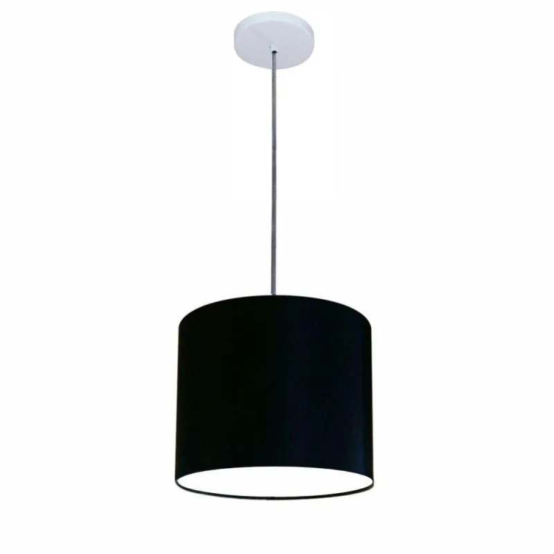 Luminária Pendente Free Lux Md-4106 com Cúpula em Tecido Cilíndrica Preto Vivare Brasil Iluminação - Vivare Brasil Iluminação - Casa E Construção