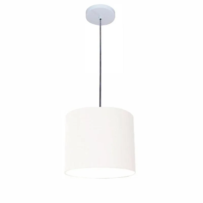 Luminária Pendente Cilíndrica de Teto Free Lux Md-4105 com Cúpula em Tecido e Fio Cristal Branco - Vivare Brasil Iluminação