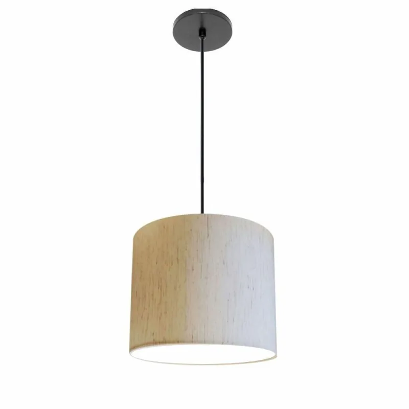 Lustre Pendente Free Lux PE-4105PR com Cúpula em Tecido Linho Bege Vivare Brasil Iluminação - Vivare Brasil Iluminação