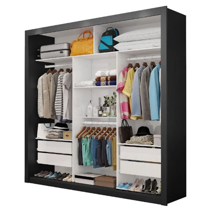 Closet Casal Clarice Com Gavetas Preto - Carioca Móveis