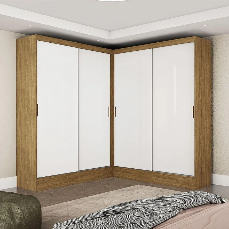 Closet Casal Duplo Belém 4 Portas 4 Gavetas Carioca Móveis Cinamomo Branco