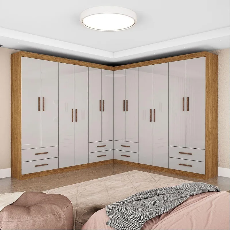 Closet Casal Duplo Lu 12 Portas 8 Gavetas Cinamomo - Carioca Móveis