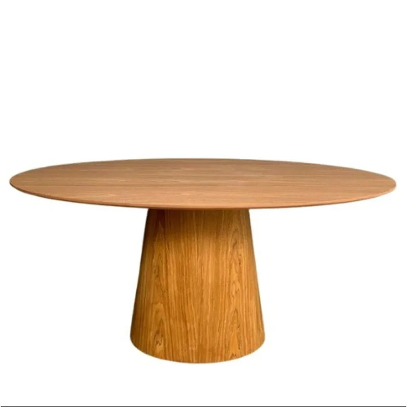 Mesa De Jantar Cone Oval 198x122 Cm Madeira Freijó, Estilo E Qualidade - OUTRAS
