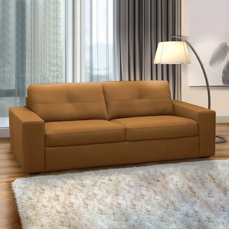 Sofá Decorativo Mendes G88 2 Lugares 150cm Caramelo em Couro para Sala de Estar Gran Belo - Gran Belo