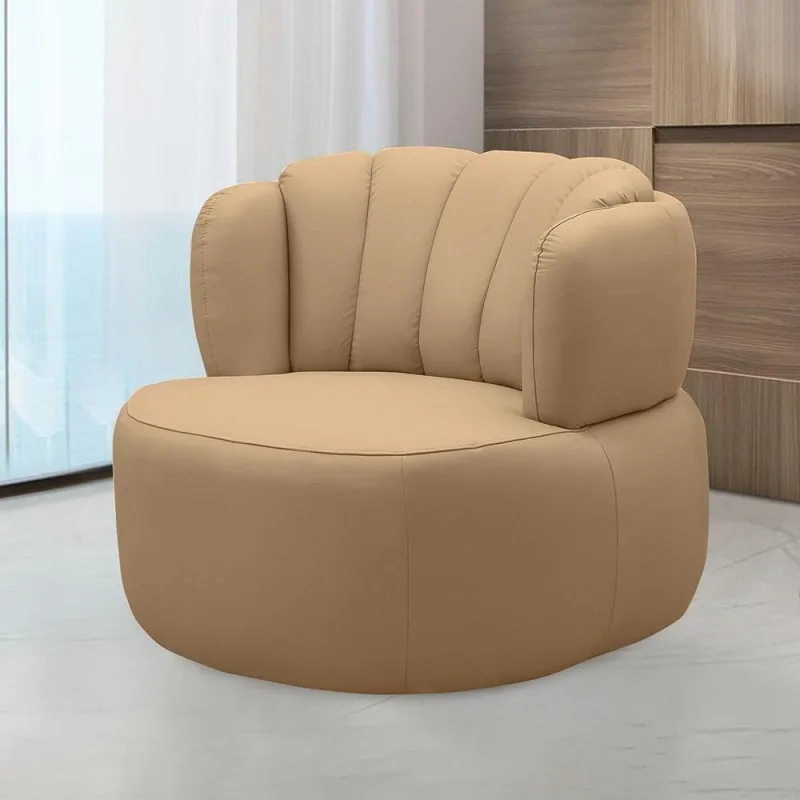 Poltrona Decorativa Mariele G88 Base Giratória Couro Nude para Sala de Estar Gran Belo - Gran Belo