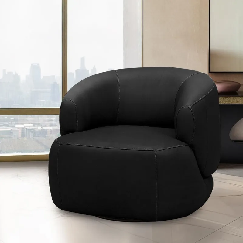 Poltrona Decorativa Verona G88 Sala de Estar Couro Preto Base Giratória em Aço Gran Belo - Gran Belo - Móveis