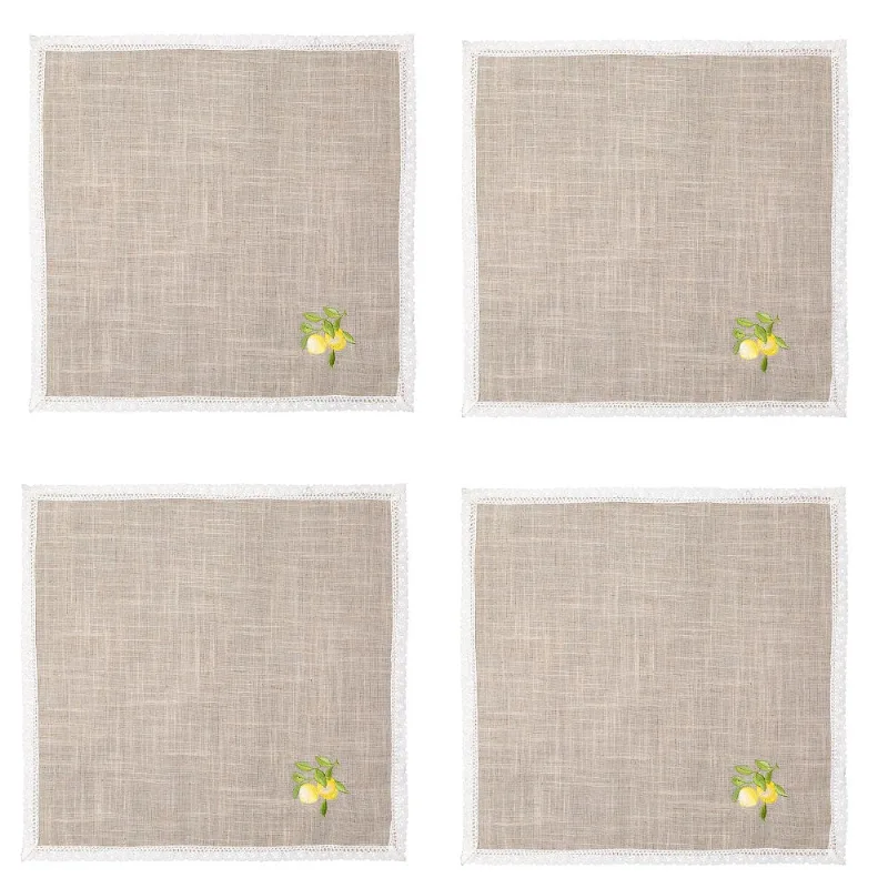 Conjunto de 4 guardanapos LIMAO SICILIANO 45 x 45 com renda