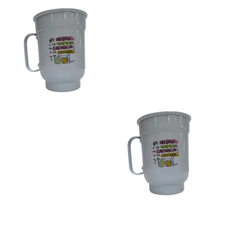Canecas (2) Brancas Chopp cerveja aluminio 600 ml churrasco - Utensilios do Chef