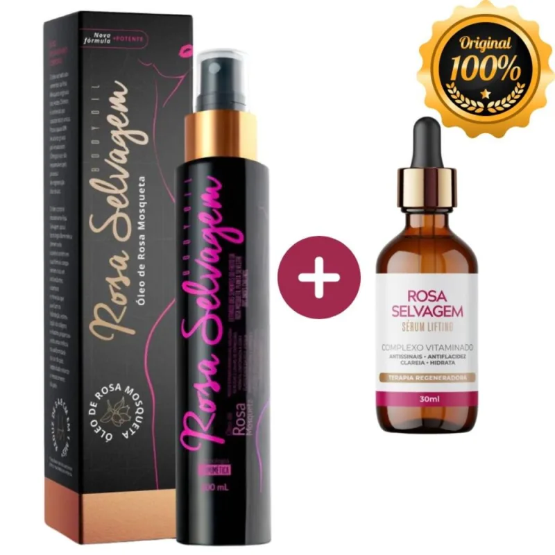 Kit Sérum Lifting + Óleo Corporal Rosa Mosqueta Rosa Selvagem - Rosa Selvagem - Dermo E Beleza