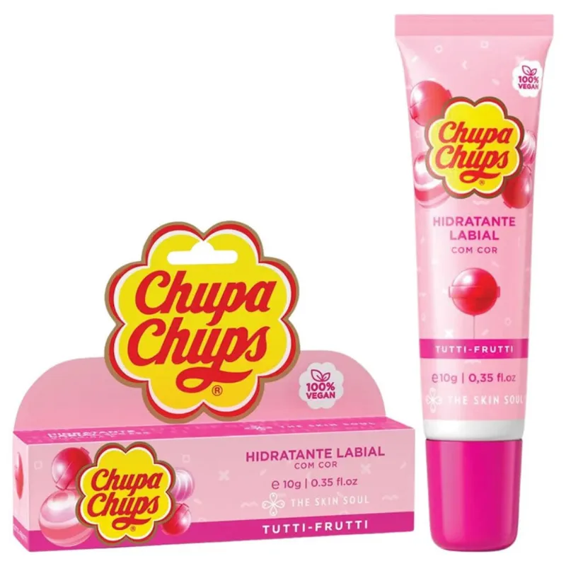 Chupa Chups Hidratante Labial Com Cor - Tutti Frutti - 10g