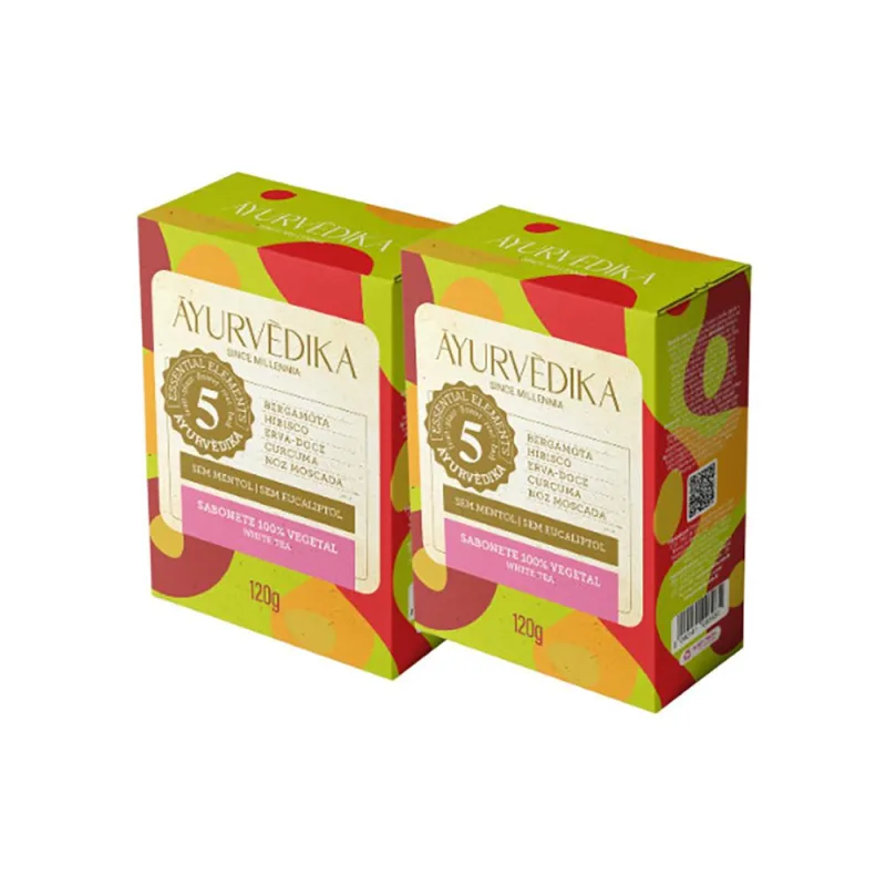 Kit 2 Sabonetes em Barra 100% Vegetais White Tea Ayurvédika 120g - Ayurvédika