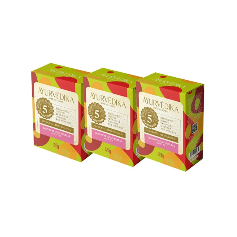 Kit 3 Sabonetes em Barra 100% Vegetais White Tea Ayurvédika 120g - Ayurvédika
