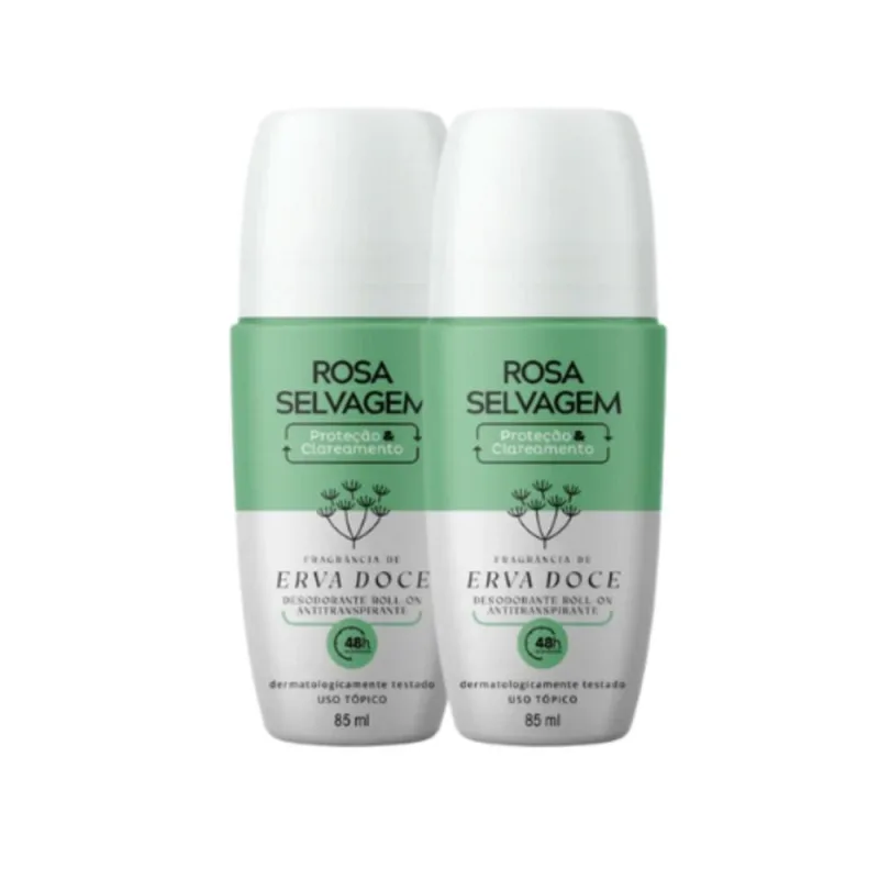 Kit 2 Desodorantes Clareador Rosa Selvagem Erva Doce 85ml - Rosa Selvagem - Higiene Pessoal