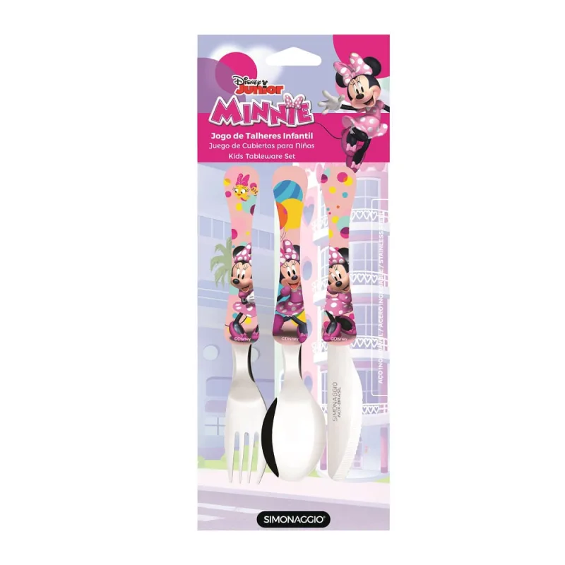 Prato fundo Orellhas MINNIE com talheres em inox - Utensilios do Chef