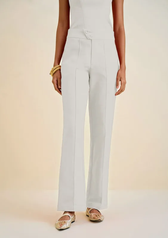 Calça Morena Rosa Reta Cós Alto Detalhe Cós Off White - Morena Rosa - Outlet