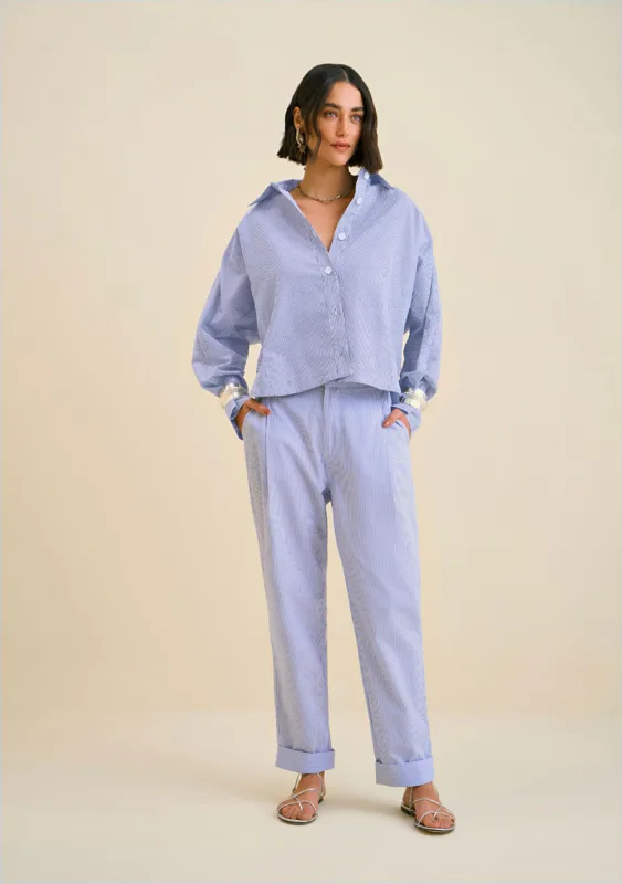 Calça Morena Rosa Reta Alta Azul - Morena Rosa - Outlet