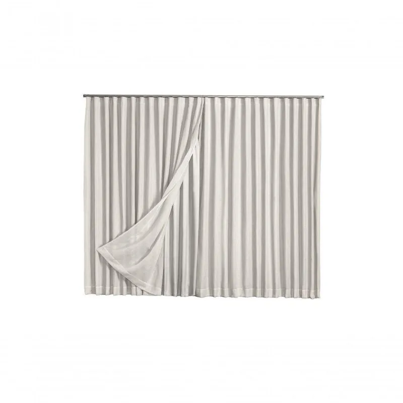 Cortina Microfibra Com Linho 5,00x2,30 Para Trilho Duplo Palha