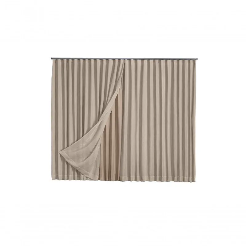 Cortina Microfibra Com Linho 6,00x2,80 Para Trilho Duplo Avelã
